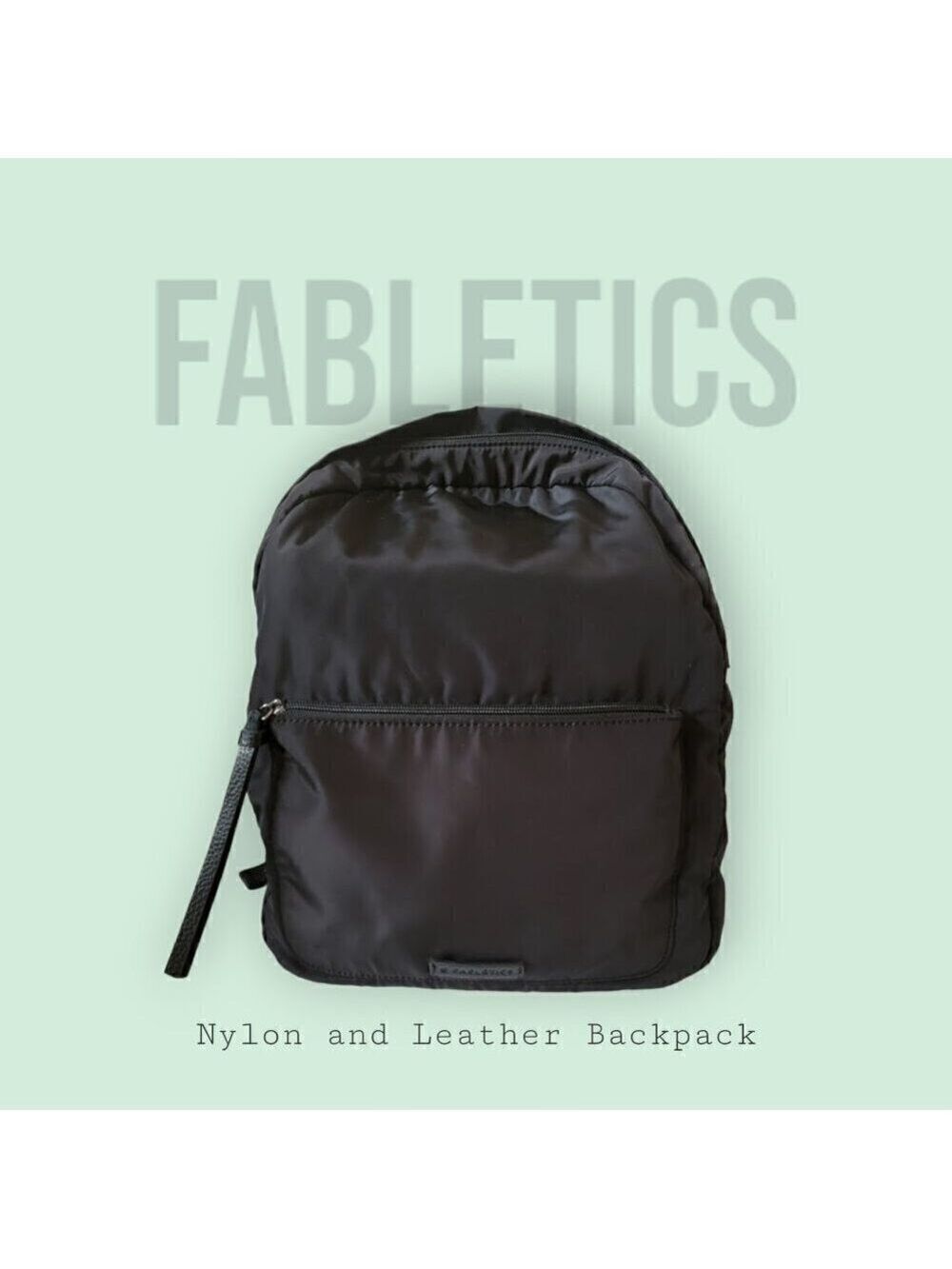 Fabletics Black Medium Size Backpack - Faux Leather Zipper Pulls, Handle, Straps